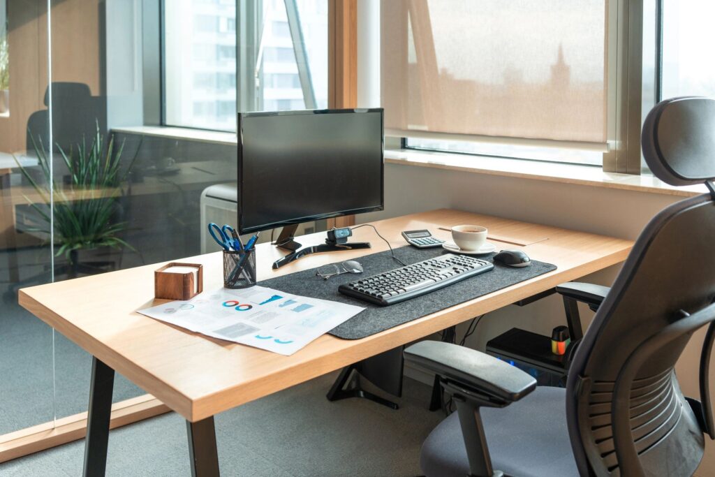 minimalist office detail high-end desk